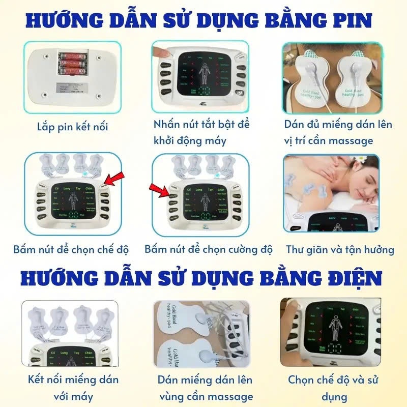Máy Massage Xung Điện Trị Liệu Z310 Giảm Đau Lưng Cổ Vai Gáy, Máy Massage Chân tặng Dép Châm Cứu