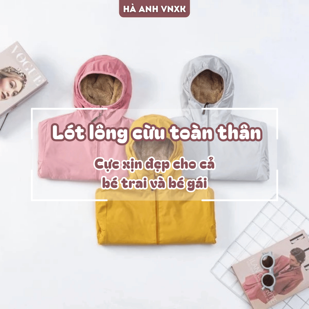 Áo Gió Lót Lông Cừu Cho Bé Trai & Bé Gái Mềm Mại Ấm Áp Thoải Mái, Áo Khoác Đi Học Đi Chơi