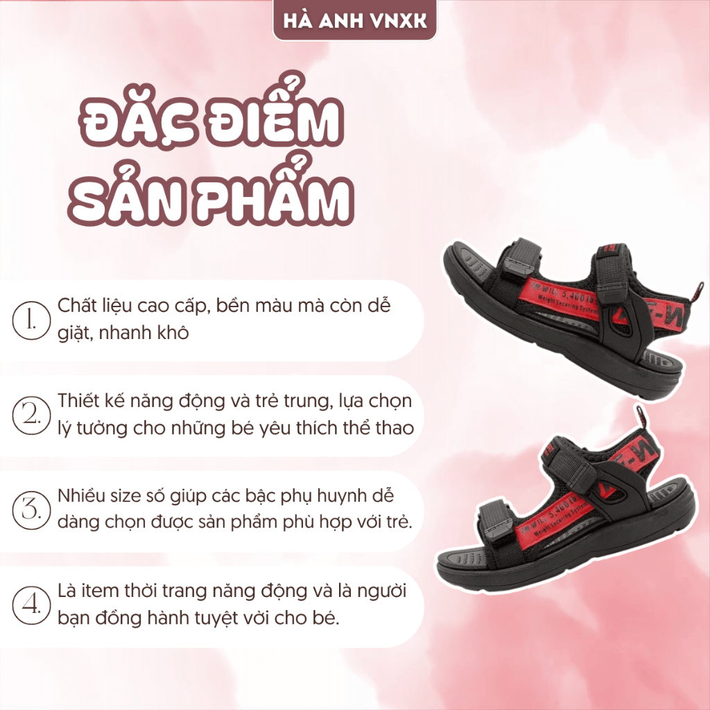 Sandal Cho Bé Trai Quai Dù Sport Siêu Bền Thoáng Khí Êm Chân Đế Cao Su Chống Trượt An Toàn