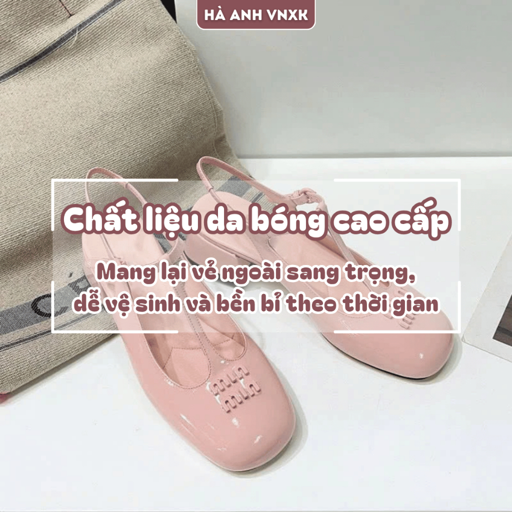 Giày Công Sở Nữ Da Bóng Cao Cấp Slingback Minmin Phong Cách Sang Trọng Dễ Phối Đồ Gót 5cm