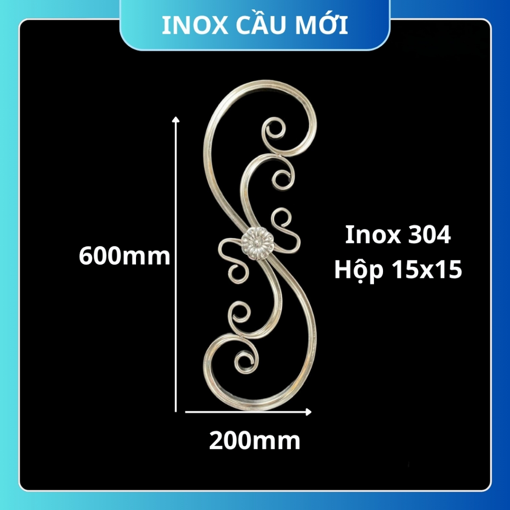 Cụm hoa văn inox 304 thiết kế tinh xảo, trang trí cửa cổng inox, lan can inox, cầu thang