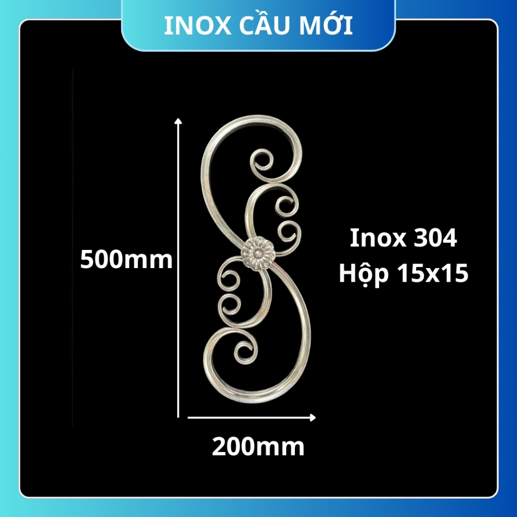 Cụm hoa văn inox 304 thiết kế tinh xảo, trang trí cửa cổng inox, lan can inox, cầu thang