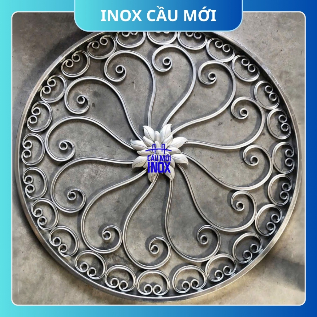 Cụm hoa văn inox 304 thiết kế tinh xảo, trang trí cửa cổng inox, lan can inox, cầu thang