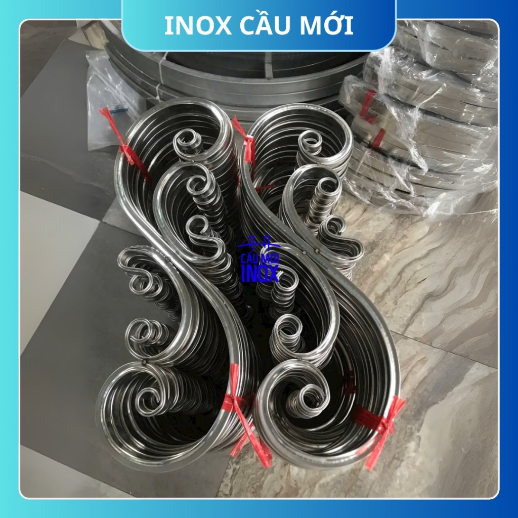Cụm hoa văn inox 304 thiết kế tinh xảo, trang trí cửa cổng inox, lan can inox, cầu thang