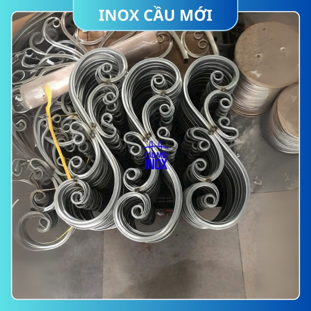 Cụm hoa văn inox 304 thiết kế tinh xảo, trang trí cửa cổng inox, lan can inox, cầu thang