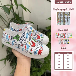 Giày Nhựa Đi Mưa Đúc Nguyên Khối Hoạ Tiết Ngộ Nghĩnh Siêu Êm Mềm Bền Bỉ Chống Thấm Nước