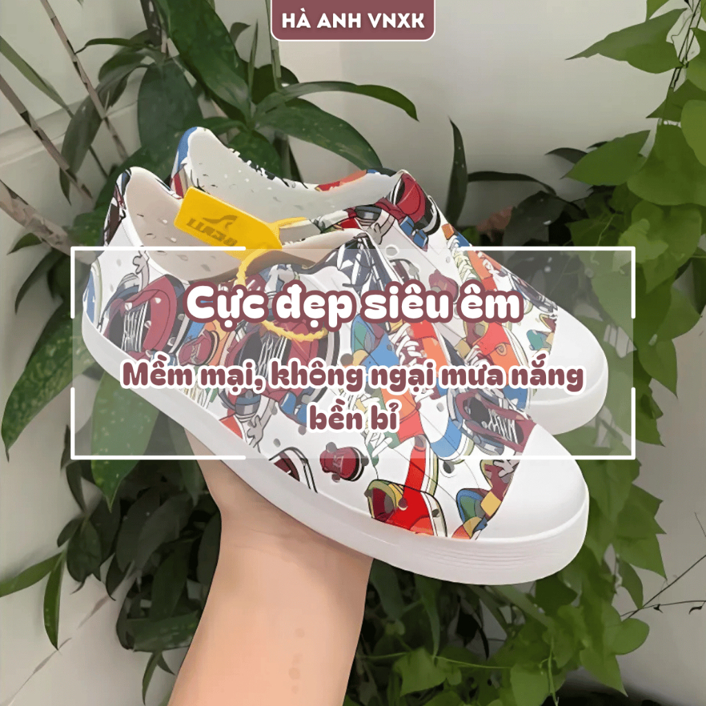 Giày Nhựa Đi Mưa Đúc Nguyên Khối Hoạ Tiết Ngộ Nghĩnh Siêu Êm Mềm Bền Bỉ Chống Thấm Nước