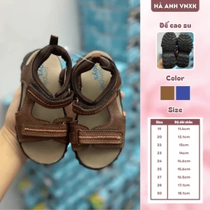 Sandal Da Trẻ Em, Dép Quai Hậu Cho Bé Trai Thoáng Khí Êm Chân Quai Dán Chắc Chắn Đế Chống Trượt