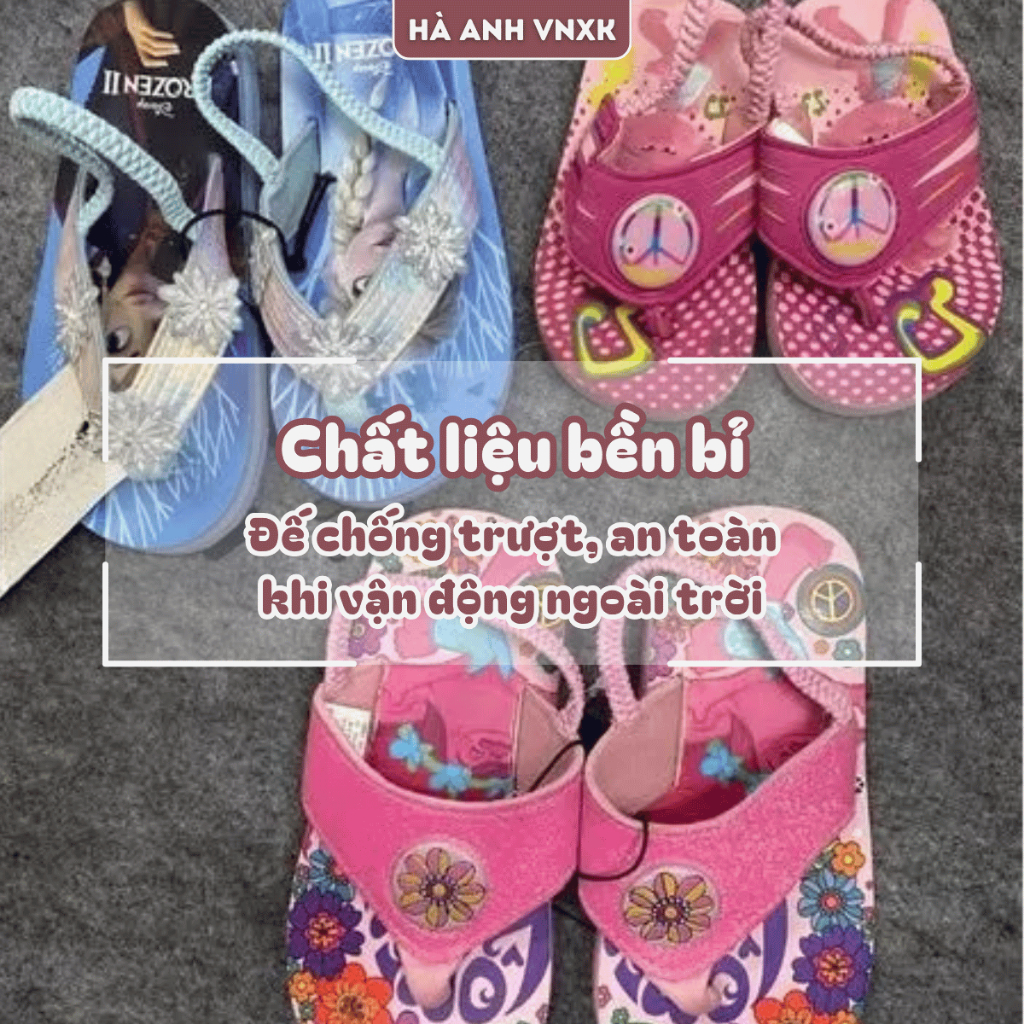 Dép Tông Xỏ Ngón Cho Bé Gái Hoạ Tiết Hoạt Hình Có Đèn Nháy Quai Chun Co Giãn Đế Chống Trượt An Toàn