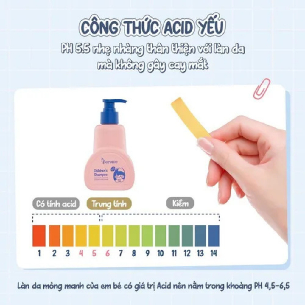 Combo dầu gội + dầu xả + sữa tắm trẻ em Borome công thức dịu nhẹ, an toàn cho bé dung tích 335ml