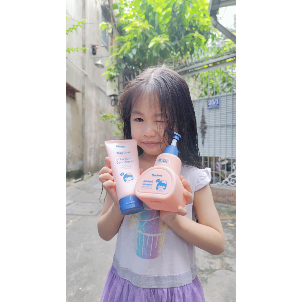 Combo dầu gội + dầu xả + sữa tắm trẻ em Borome công thức dịu nhẹ, an toàn cho bé dung tích 335ml