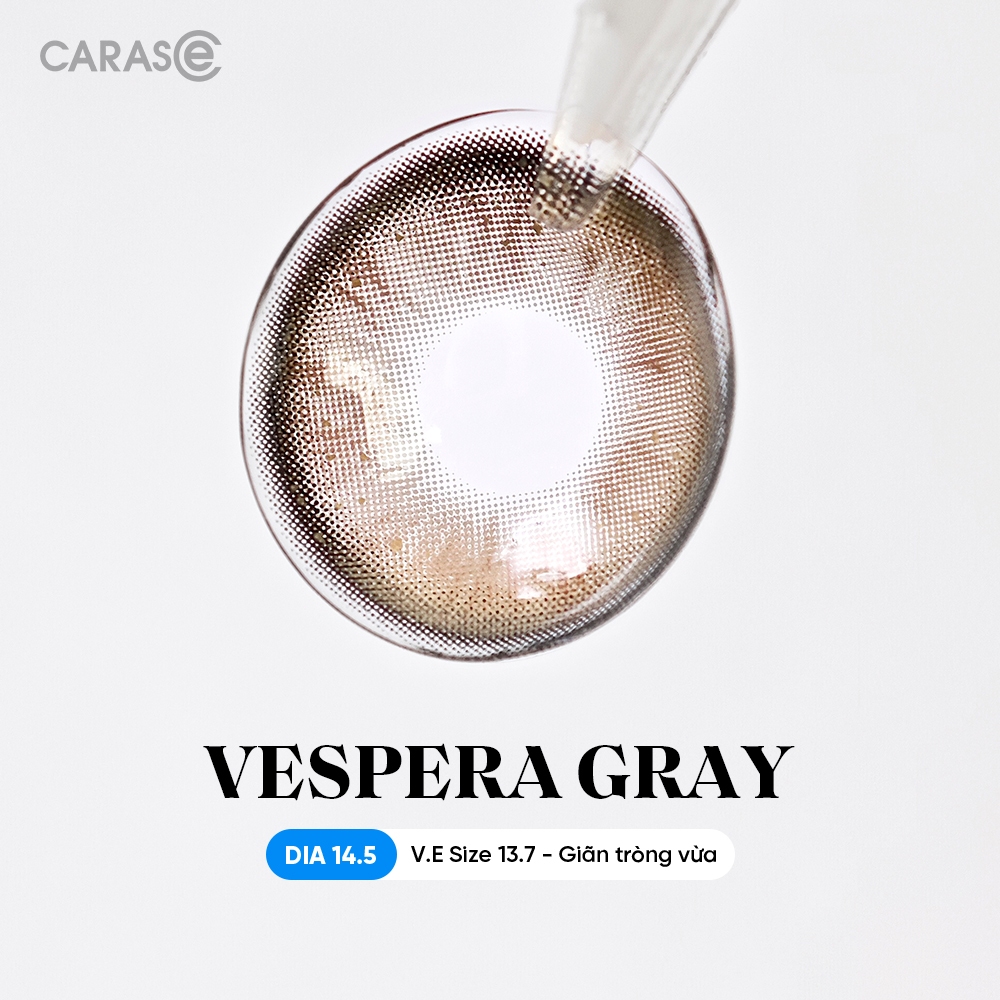 [1 chiếc] Kính áp tròng khoá ẩm 8H 1 Tháng Màu Xám Ánh Nâu Khói CARASE, Lens cận VESPERA GRAY