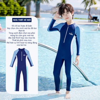 Đồ bơi liền thân bé trai dài tay chống nắng co giãn thời trang trẻ em đi biển bơi lội  – DB32685Y