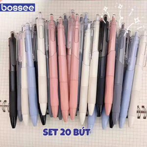 Set 20 Bút Mực Gel Đầu Bấm Mực Đen/Xanh Ngòi 0.5MM, Viết Êm, Trơn, Mực Đều Đậm, Giá Rẻ Dành Cho Học Sinh, Sinh Viên