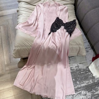 V55 Sét Váy+Choàng Lụa Dáng Dài Phối Ren Mềm Mại Kèm Đệm Lót V1 Phương Linh Underwear