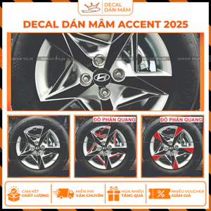 Decal dán mâm Accent 2025 ( bộ 5 bánh) - Decal chất liệu cao cấp không phai màu không thấm nước