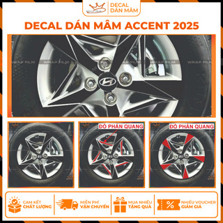 Decal dán mâm Accent 2025 ( bộ 5 bánh) - Decal chất liệu cao cấp không phai màu không thấm nước