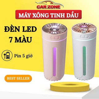 Máy Xông Tinh Dầu Ô Tô Mini – Có PIN 5 Giờ Đồng Hồ, Đèn LED 7 Màu