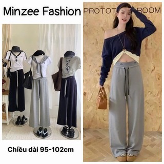 Quần Ống Suông Nữ Chất Vải Nỉ Hàn Ép Mịn Loại Đẹp Basic Bản Lưng Cao 7 Phân Hách Dáng Tôn Eo  (Thêu Chữ)