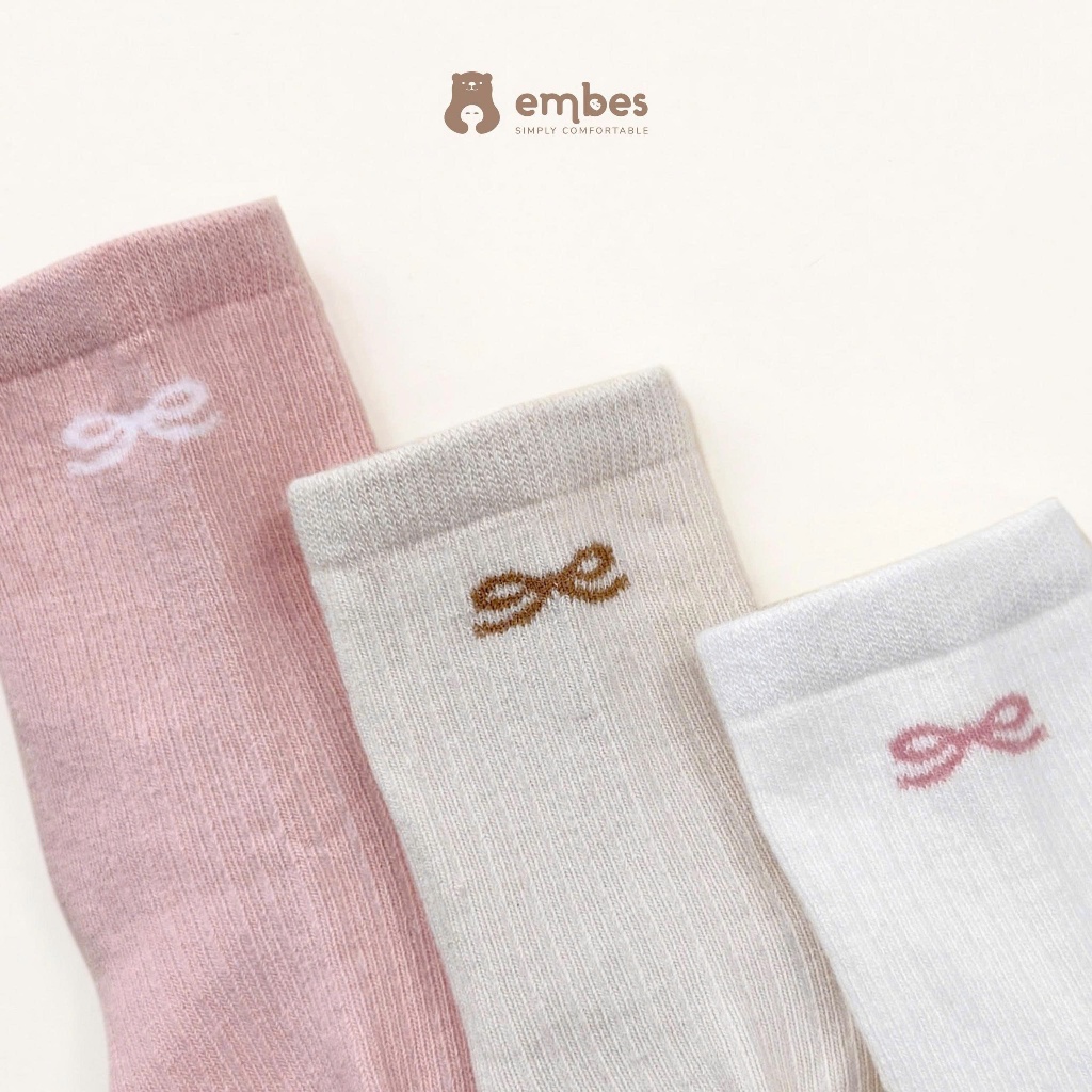 Tất Cho Bé Embes, Set 3 Đôi Vớ Chống Trơn Chất Cotton Mềm Mại Co Giãn Cho Bé Trai Bé Gái Từ 1-4 Tuổi