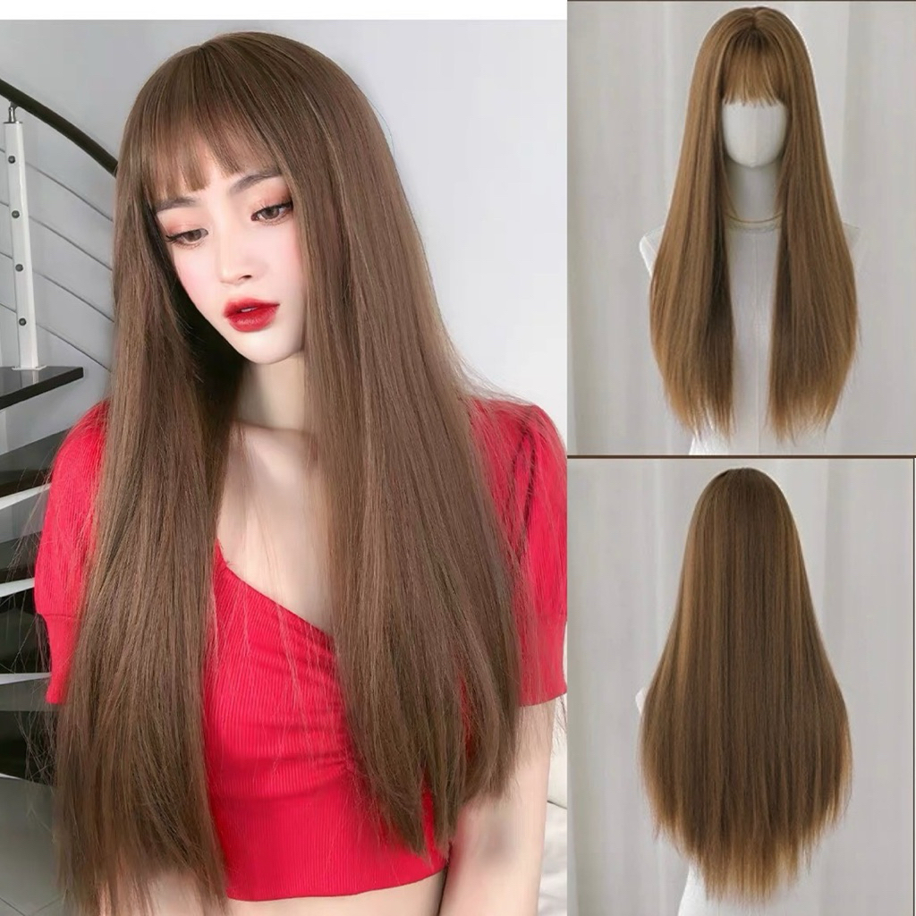 [TẶNG LƯỚI TRÙM] TÓC GIẢ NGUYÊN ĐẦU THẲNG MÁI THƯA HÌNH THẬT SHOP UY TÍN