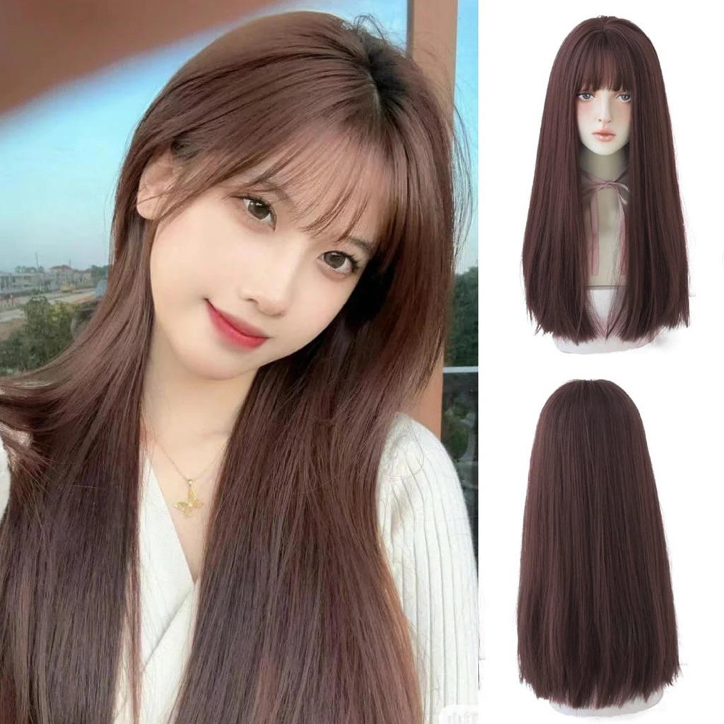 [TẶNG LƯỚI TRÙM] TÓC GIẢ NGUYÊN ĐẦU THẲNG MÁI THƯA HÌNH THẬT SHOP UY TÍN