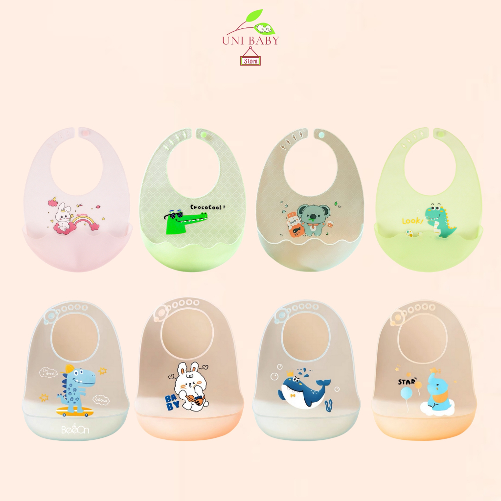 Yếm silicon siêu mỏng có máng mềm mại cho bé, không gây vướng cổ và cảm giác thoải mái