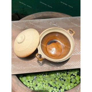 Nồi Đất Tai Nhỏ Kho Cá - Tráng Men Lòng - Size 14cm Đến 20cm - Có Quai/Nắp Đậy - Kho Thịt - Nấu Canh - Gốm Đất Nung