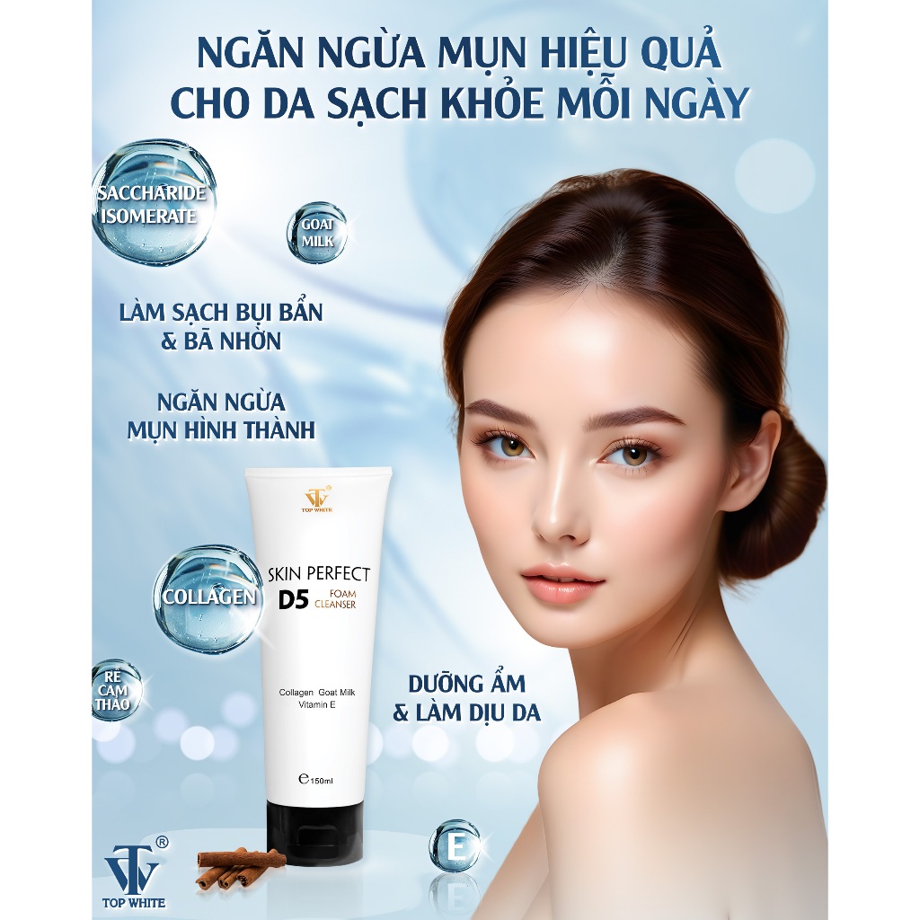 Sữa rửa mặt ngăn ngừa mụn Skin Perfect D5 Top White