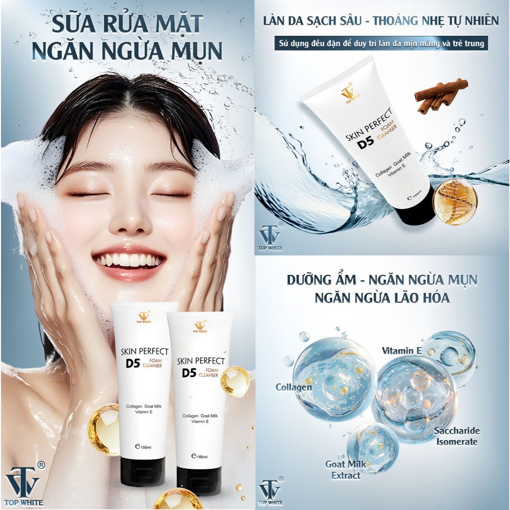 Sữa rửa mặt ngăn ngừa mụn Skin Perfect D5 Top White