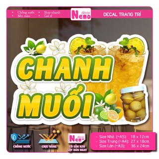 Decal Trang Trí Chanh Muối, Tranh Dán Quán Nước, Cà Phê, Dán Tường, Tủ, Kính, Xe Đẩy - Sticker Chịu Được Mưa Nắng.