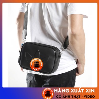 Túi Đeo Chéo Da Nam Nữ Thời Trang, Túi Đeo Hông Đựng Điện Thoại Ví Màu Đen Chống Nước