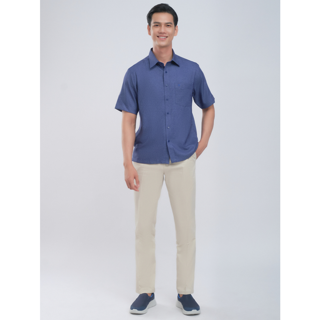 Sơmi ngắn tay lai ngang VIETTIEN vải Bamboo form REGULAR VT00000080