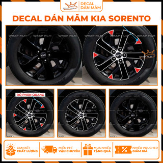 Decal dán mâm Kia Sorento, pvc không thấm nước, không bong tróc ( bộ 5bánh) - decal cao cấp không phai màu