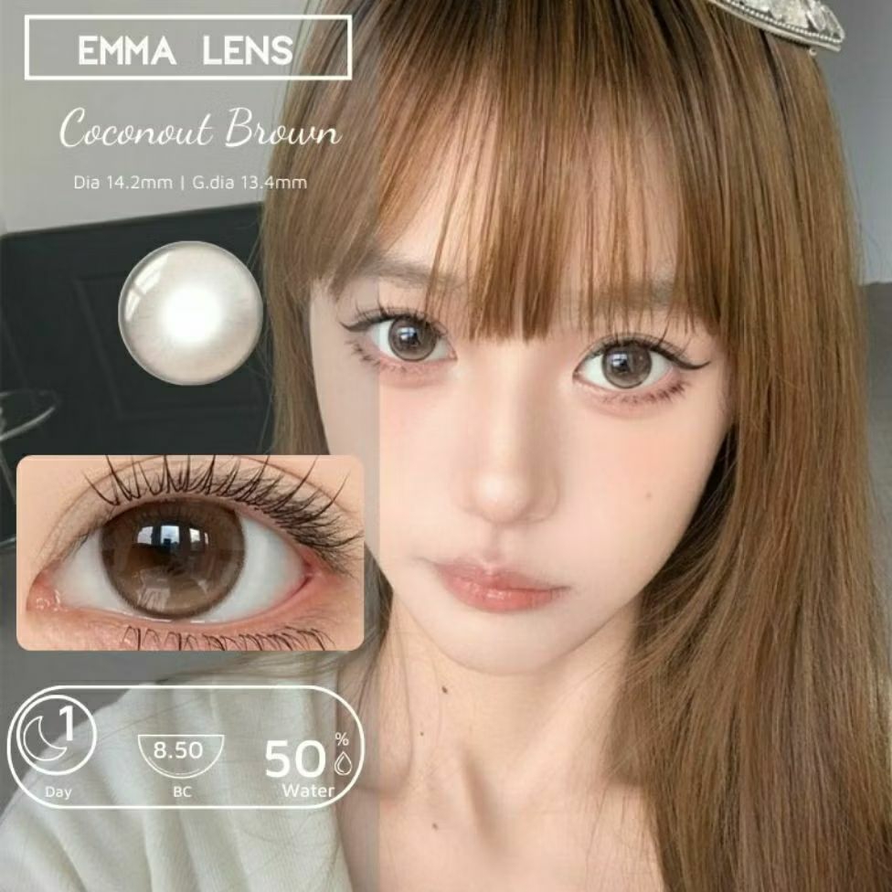 Kính Áp Tròng Coconout Brown | Lens 1 Ngày Nâu Giãn Nhẹ | Emma Lens