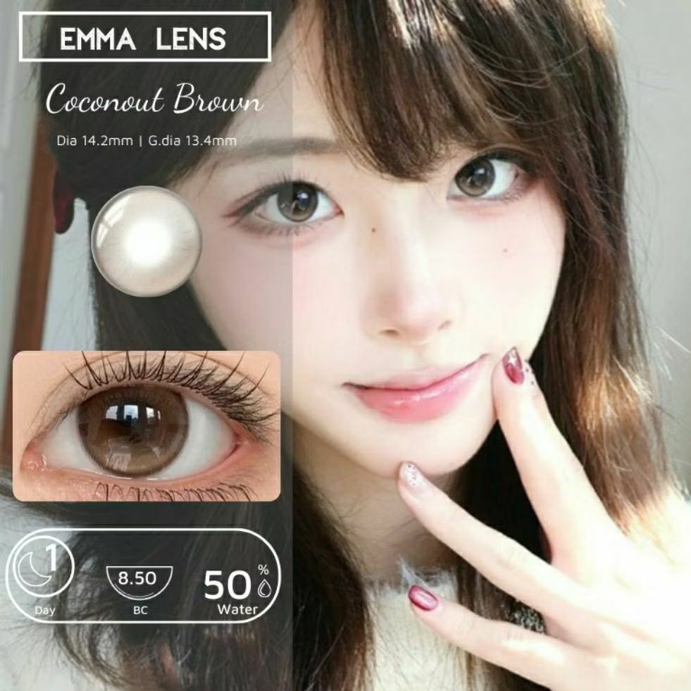 Kính Áp Tròng Coconout Brown | Lens 1 Ngày Nâu Giãn Nhẹ | Emma Lens