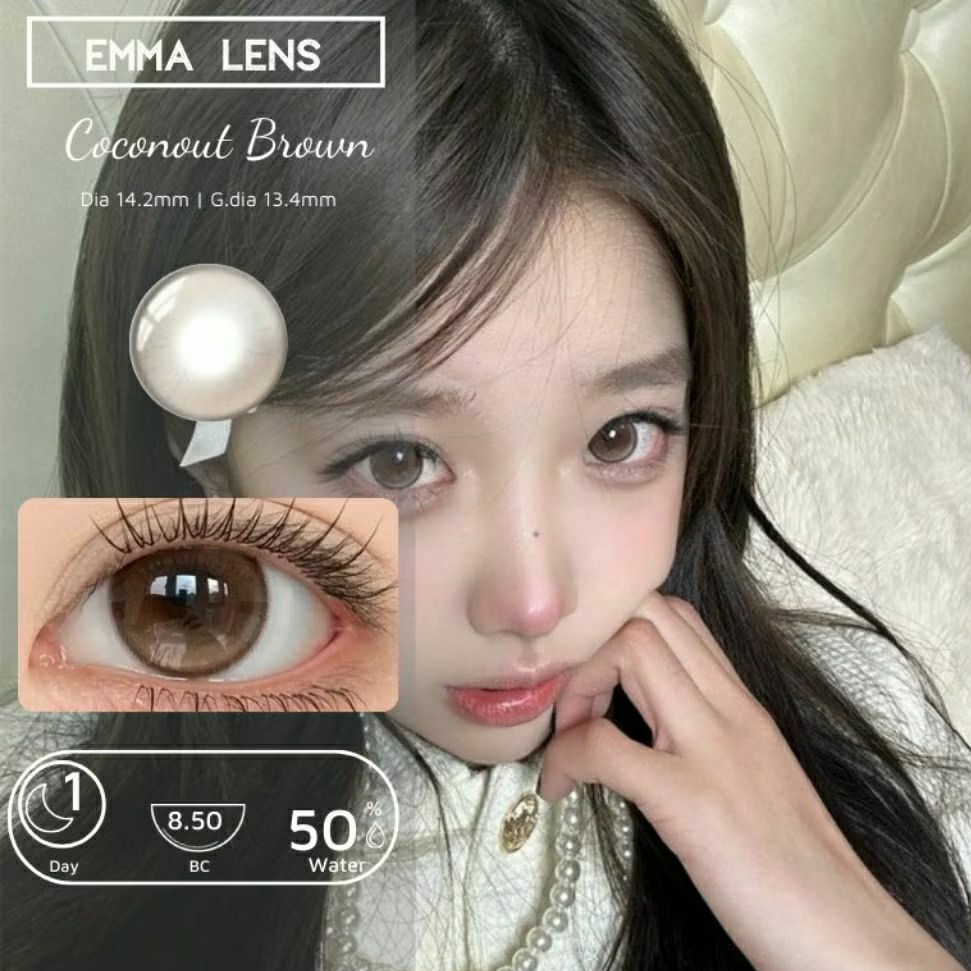 Kính Áp Tròng Coconout Brown | Lens 1 Ngày Nâu Giãn Nhẹ | Emma Lens