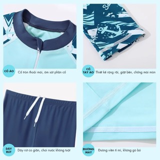 Bộ đồ bơi trẻ em YOUYOU áo tay dài chống nắng quần bơi thoáng khí co giãn 4 chiều đi biển BD34089Y