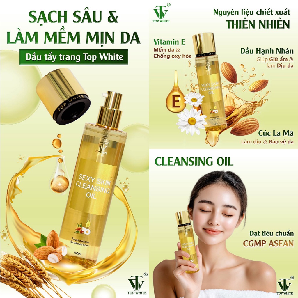 Dầu tẩy trang Top White Cleansing Oil làm sạch sâu và làm mềm mịn da