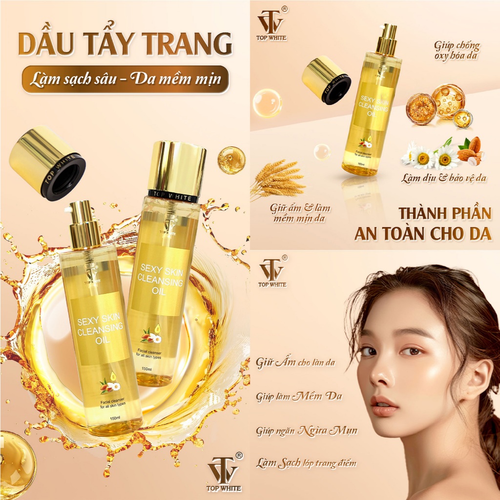 Dầu tẩy trang Top White Cleansing Oil làm sạch sâu và làm mềm mịn da