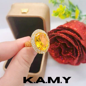 Nhẫn Nữ Đính Đá CZ Oval Vàng Sang Trọng Đính Đá CZ Lấp Lánh – Trang Sức Thời Trang Cao Cấp