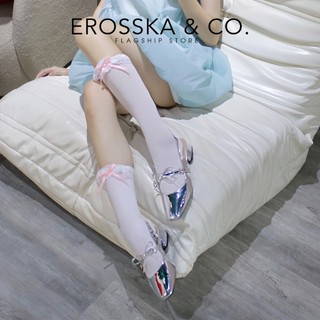 Erosska - Giày cao gót nữ lolita, quai ngang thắt nơ màu đen cao 4cm - EL037