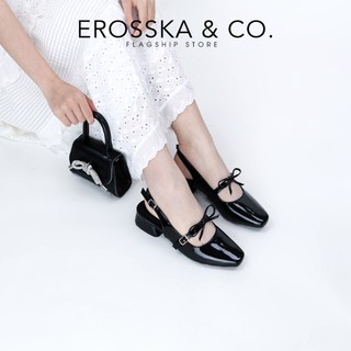 Erosska - Giày cao gót nữ lolita, quai ngang thắt nơ màu đen cao 4cm - EL037