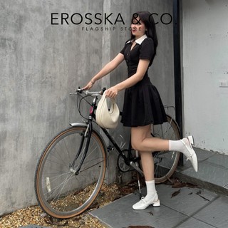 Erosska - Giày cao gót nữ lolita, quai ngang thắt nơ màu đen cao 4cm - EL037