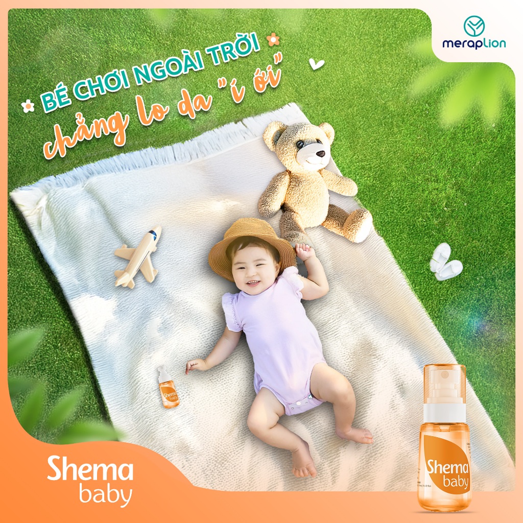 Xịt rôm sảy hăm tã SHEMA BABY 50ml hỗ trợ giảm rôm sảy, hăm tã và giúp làm mềm bảo vệ da cho bé - T302102004