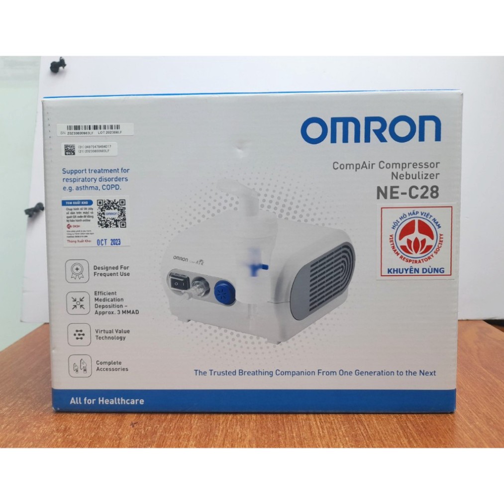 Máy Xông Khí Dung Omron Ne-C28, Chính Hãng, Bảo Hành 2 Năm, Hiệu Suất Lớn, Tiện Lợi