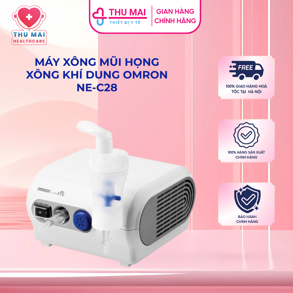 Máy Xông Khí Dung Omron Ne-C28, Chính Hãng, Bảo Hành 2 Năm, Hiệu Suất Lớn, Tiện Lợi