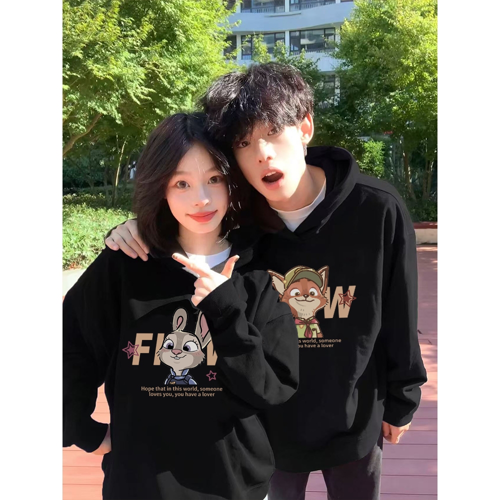 Áo cặp đôi HappyFamily  - Áo Hoodie cặp đôi mẫu Cáo và Thỏ - Nick Wilde và Judy Hopps