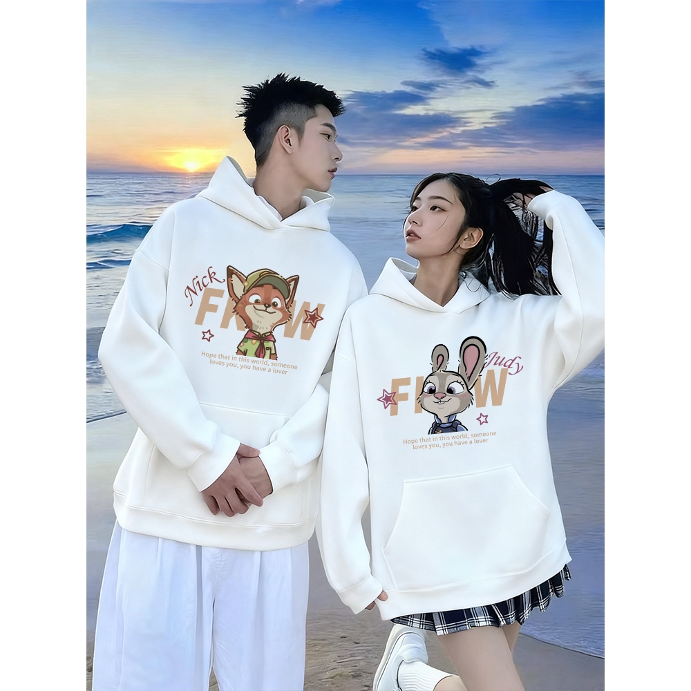 Áo cặp đôi HappyFamily  - Áo Hoodie cặp đôi mẫu Cáo và Thỏ - Nick Wilde và Judy Hopps