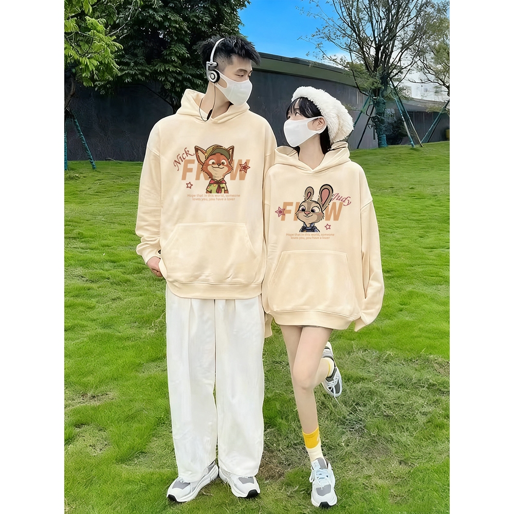 Áo cặp đôi HappyFamily  - Áo Hoodie cặp đôi mẫu Cáo và Thỏ - Nick Wilde và Judy Hopps